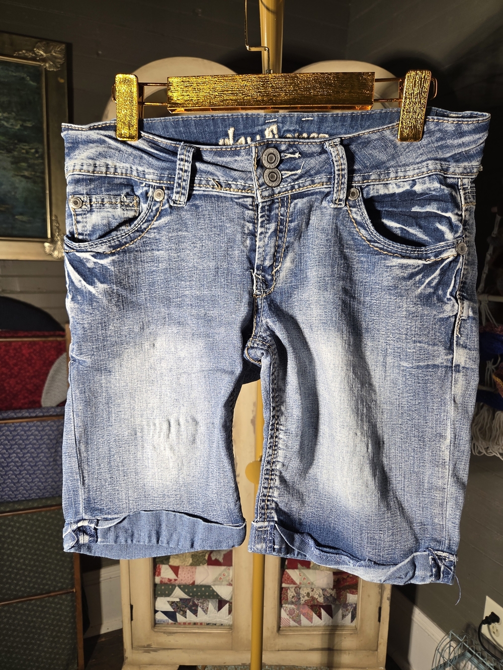 Wallflower Blue Denim Shorts with Embroidered Waistband 9